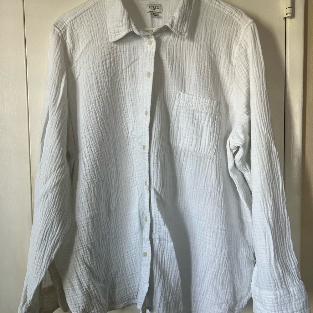 J. Crew Women’s gauze button down shirt.